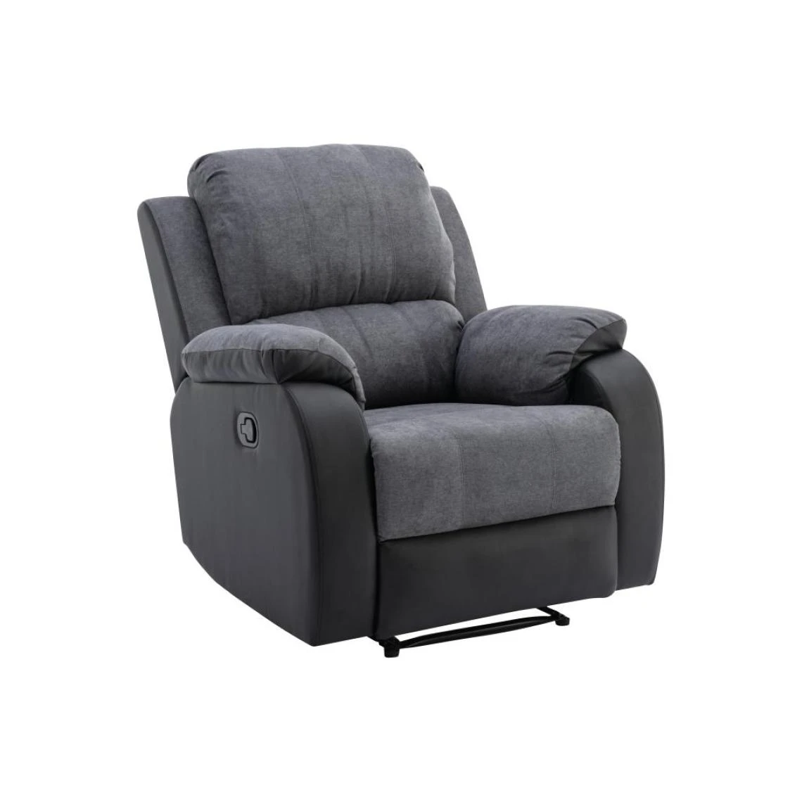 Vente-unique Fauteuil Relax En Microfibre Et Simili Gris Et Noir BRODY 4 Vente-unique Fauteuil Relax En Microfibre Et Simili Gris Et Noir BRODY – Image 2