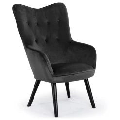MENZZO Fauteuil Scandinave Klarys Velours Noir