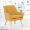 Idmarket Fauteuil Scandinave NAT En Tissu Jaune Moutarde