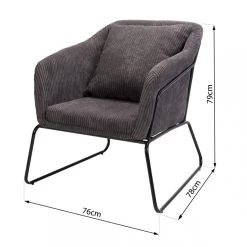 MACABANE Fauteuil Tissu AGATHE Velours Cotelé Gris Anthracite Pieds Évasés M... 35 MACABANE Fauteuil Tissu AGATHE Velours Cotelé Gris Anthracite Pieds Évasés M... -Vente-unique shop fauteuil tissu agathe velours cotele gris anthracite pieds vases metal design 3197652 9 1140x1140