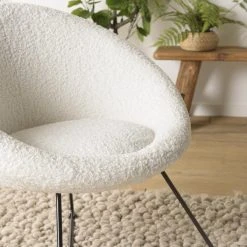 MACABANE Fauteuil Tissu Bouclette Blanc Pieds Croisés Métal Noir AGATHE -Vente-unique shop fauteuil tissu bouclette blanc pieds croises metal noir agathe 3425154 6562518 18 1140x1140