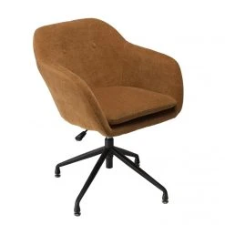 MACABANE Fauteuil Tissu Orange Avec Boutons Pieds Métal Noir