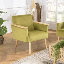 MACABANE Fauteuil Velours Vert Clair Pieds Et Accoudoirs Bois 12 MACABANE Fauteuil Velours Vert Clair Pieds Et Accoudoirs Bois -Vente-unique shop fauteuil velours vert clair pieds et accoudoirs bois 3357758 6183272 72 1140x1140