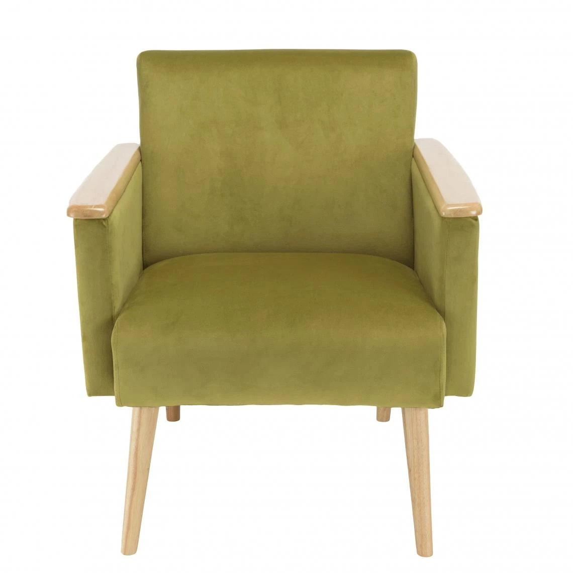 MACABANE Fauteuil Velours Vert Clair Pieds Et Accoudoirs Bois 8 MACABANE Fauteuil Velours Vert Clair Pieds Et Accoudoirs Bois – Image 6