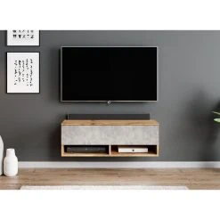 Furnix Meuble Tv / Meuble Tv Suspendu ALYX 100 X 32 X 34 Cm Style Indu... 8 Furnix Meuble Tv / Meuble Tv Suspendu ALYX 100 X 32 X 34 Cm Style Indu... -Vente-unique shop furnix meuble tv meuble tv suspendu alyx 100 x 32 x 34 cm style industriel chene wotan beton mat sans led 13138664 35711530 1140x1140