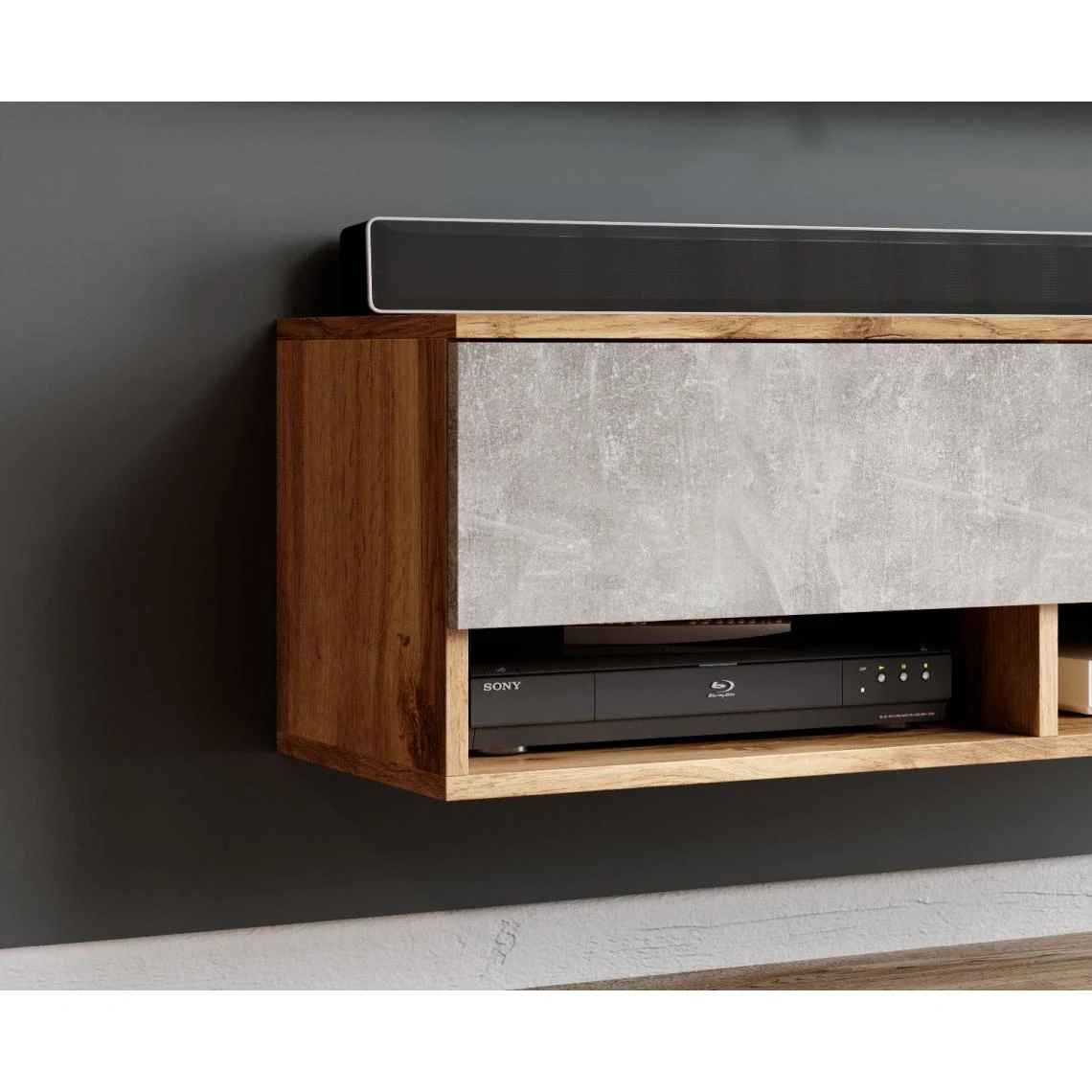 Furnix Meuble Tv / Meuble Tv Suspendu ALYX 100 X 32 X 34 Cm Style Indu... 5 Furnix Meuble Tv / Meuble Tv Suspendu ALYX 100 X 32 X 34 Cm Style Indu... – Image 3