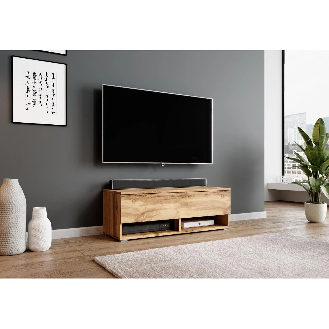 Furnix Meuble Tv / Meuble Tv Suspendu ALYX 100 X 32 X 34 Cm Style Indu... 3 Furnix Meuble Tv / Meuble Tv Suspendu ALYX 100 X 32 X 34 Cm Style Indu...