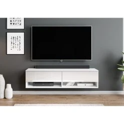 Furnix Meuble Tv / Meuble Tv Suspendu ALYX 140 X 32 X 34 Cm Style Indu... -Vente-unique shop furnix meuble tv meuble tv suspendu alyx 140 x 32 x 34 cm style industriel blanc mat blanc brillant sans led 13138648 35711458 1140x1140