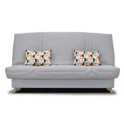 GRUHIER Banquette Clic Clac BULTEX - Tissu Gris + Coussins Deco Retro ...