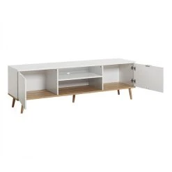 BUT Meuble TV Blanc Design Scandinave Avec 2 Portes à Compartiments Ouver... -Vente-unique shop gteborg meuble tv scandinave blanc l 160 cm 7750639 19580639 1200x1200