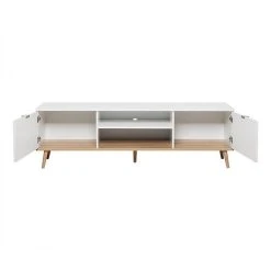BUT Meuble TV Blanc Design Scandinave Avec 2 Portes à Compartiments Ouver... -Vente-unique shop gteborg meuble tv scandinave blanc l 160 cm 7750639 19580641 1200x1200