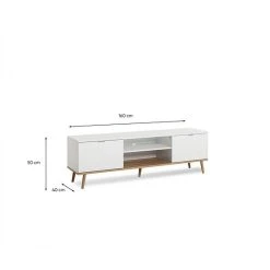 BUT Meuble TV Blanc Design Scandinave Avec 2 Portes à Compartiments Ouver... -Vente-unique shop gteborg meuble tv scandinave blanc l 160 cm 7750639 19580643 1200x1200