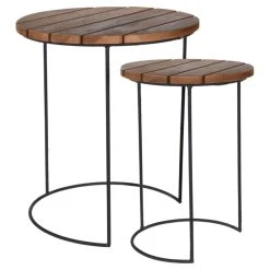 ES Collection H&S Collection Home&Styling Ensemble De Tables D'appoint 2 Pcs Teck Ma...