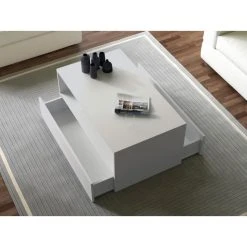 Hucoco JANNA - Table à Café/table Basse Moderne - Dimensions : 40x90x54 - P... -Vente-unique shop janna table a cafetable basse moderne dimensions 40x90x54 pour salon bureau avec 2 tiroirs forme simple et legere blanc 11688324 30789104 1140x1140