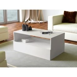 Hucoco JANNA - Table à Café/table Basse Moderne - Dimensions : 40x90x54 - P... -Vente-unique shop janna table a cafetable basse moderne dimensions 40x90x54 pour salon bureau avec 2 tiroirs forme simple et legere blanc 11688324 30789106 1140x1140