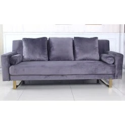 MENZZO Canapé Convertible Moonlight Velours Gris Pied Or -Vente-unique shop jh758grey 1