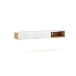 VIVALDI Console Murale - TULIA - 140 Cm - Chêne Artisan / Blanc Mat -...
