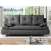 Bestmobilier Canapé Droit Convertible 3 Places LARS - Tissu Gris Foncé -Vente-unique shop lars canape droit 3 places convertible avec coffre de rangement style scandinave