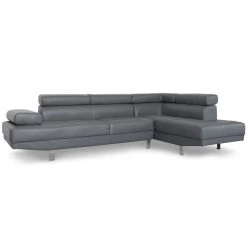 MENZZO Canapé D'angle Avec Têtières Relevables Alfa Gris 7 MENZZO Canapé D'angle Avec Têtières Relevables Alfa Gris -Vente-unique shop lf3045sg alfa gris 2