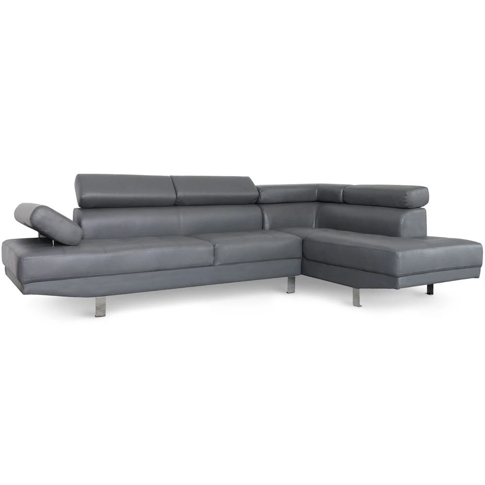 MENZZO Canapé D'angle Avec Têtières Relevables Alfa Gris 3 MENZZO Canapé D'angle Avec Têtières Relevables Alfa Gris