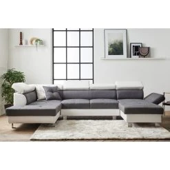 Bestmobilier Lisbona - Canapé D'angle Panoramique - 7 Places - Avec Têtières Ré...