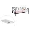 Vente-unique Lit Banquette VIVIAN - 90 X 200 Cm - Métal - Noir + Matelas