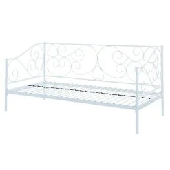 Vente-unique Lit Banquette VIVIAN - 90 X 200 Cm - Métal - Blanc + Matelas -Vente-unique shop lit vivian 12235406 32528356 1140x1140