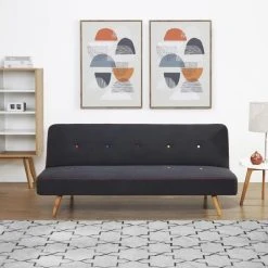 SANS MARQUE LOLA Clic Clac - Tissu Noir - Pieds Bois Naturel - L 180 X P 83 X H 78... -Vente-unique shop lola clic clac tissu noir pieds bois naturel l 180 x p 83 x h 78 cm 7699418 23225331 1140x1140