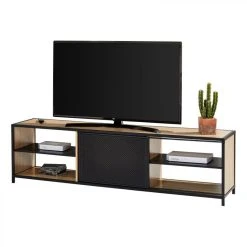 BUT Long Meuble TV L.180 OSKAR Imitation Chêne Sonoma/ Noir -Vente-unique shop long meuble tv l180 oskar imitation chene sonoma noir 9161401 23916993 1140x1140