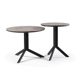 MES Lot De 2 Bouts De Canapé Ronds 59 Et 44 Cm Gris Et Noir