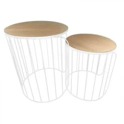 The Home Deco Factory Tables Gigognes Filaires Ana (Lot De 2) Blanc.