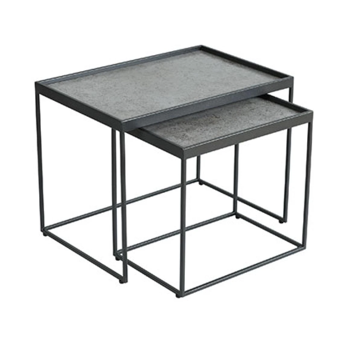 MES Lot De 2 Tables Gigognes 60 Et 45 Cm Gris Et Anthracite - VIDAL 3 MES Lot De 2 Tables Gigognes 60 Et 45 Cm Gris Et Anthracite - VIDAL