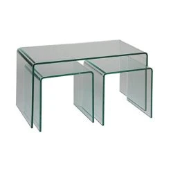 MES Lot De 3 Tables Basses En Verre Trempé - GLASS