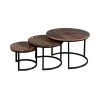 MES Lot De 3 Tables Basses Rondes 76, 60 Et 45 Cm En Bois Recyclé Marron