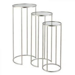 Paris Prix Lot De 3 Tables Gigognes Miroir Loa 80cm Argent