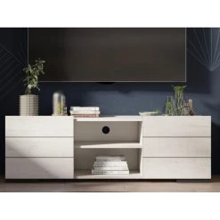 Bestmobilier Maze - Meuble TV - Bois Gris - 160 Cm - Style Contemporain