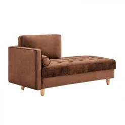 BUT Méridienne BOUDOIR Tissu Velours Terra Cotta