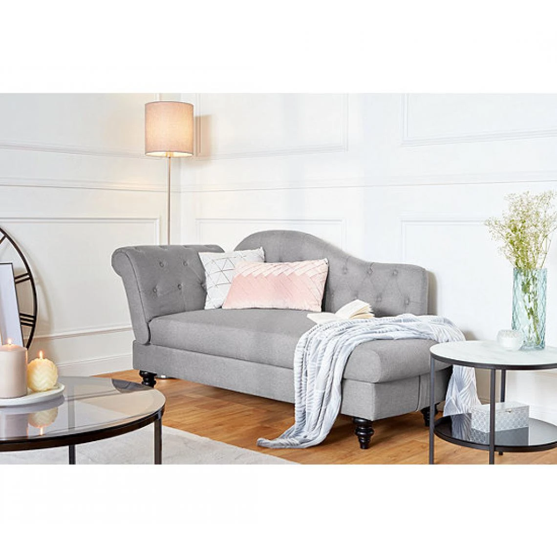 BUT Méridienne Convertible Avec Coffre LALOU Tissu Gris 4 BUT Méridienne Convertible Avec Coffre LALOU Tissu Gris – Image 2