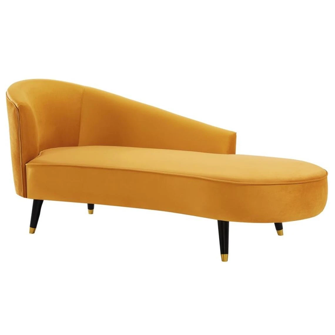 Vente-unique Méridienne Gauche En Velours Jaune ABAJO 4 Vente-unique Méridienne Gauche En Velours Jaune ABAJO – Image 2