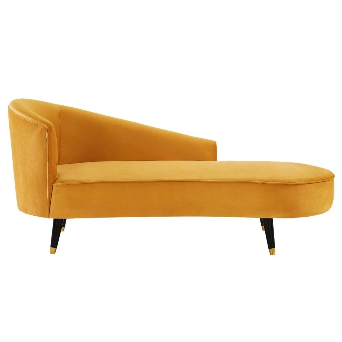 Vente-unique Méridienne Gauche En Velours Jaune ABAJO 5 Vente-unique Méridienne Gauche En Velours Jaune ABAJO – Image 3