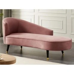 Vente-unique Méridienne Gauche En Velours Vieux Rose ABAJO