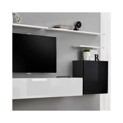 KASALINEA Meuble Tv Suspendu Noir Et Blanc SOLENDRO 2 8 KASALINEA Meuble Tv Suspendu Noir Et Blanc SOLENDRO 2 -Vente-unique shop meuble a suspendre blanc noir zd2 z