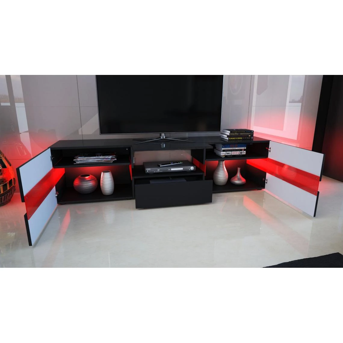 MPC Meuble Design Blanc Intégralement Laqué Avec Led 6 MPC Meuble Design Blanc Intégralement Laqué Avec Led – Image 4