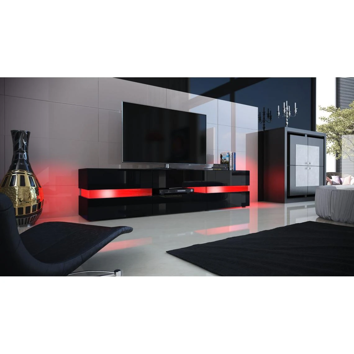 MPC Meuble Design Noir Mat Façades Laquées Sans Led 3 MPC Meuble Design Noir Mat Façades Laquées Sans Led