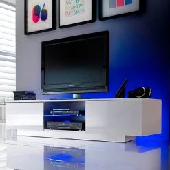 Dusine Meuble LED Suspendu Ou Posé TV Giorgio Blanc Mat Et Blanc Laqué 160 ... -Vente-unique shop meuble led suspendu ou pose tv giorgio blanc mat et blanc l 11790902 1013254 54 1140x1140