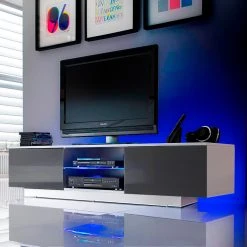 Dusine Meuble LED Suspendu Ou Posé TV Giorgio Blanc Mat Et Gris Laqué 160 C... 8 Dusine Meuble LED Suspendu Ou Posé TV Giorgio Blanc Mat Et Gris Laqué 160 C... -Vente-unique shop meuble led suspendu ou pose tv giorgio blanc mat et gris la 11790904 1013370 70 1140x1140