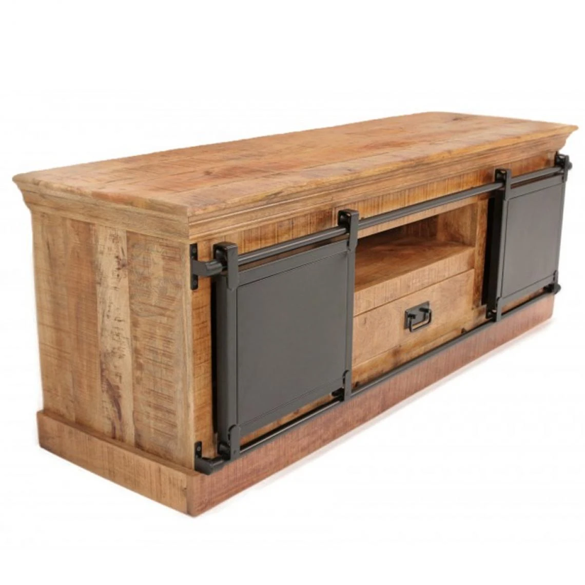 NOUVOMEUBLE Meuble TV 150 Cm En Manguier Et Métal IROQUOIS 5 NOUVOMEUBLE Meuble TV 150 Cm En Manguier Et Métal IROQUOIS – Image 3