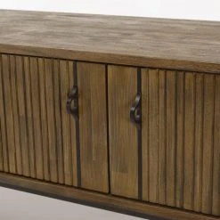 MACABANE Meuble TV 2 Portes 1 Niche Acacia Pieds Métal GINO -Vente-unique shop meuble tv 2 portes 1 niche acacia pieds metal gino design 834006 5 1140x1140