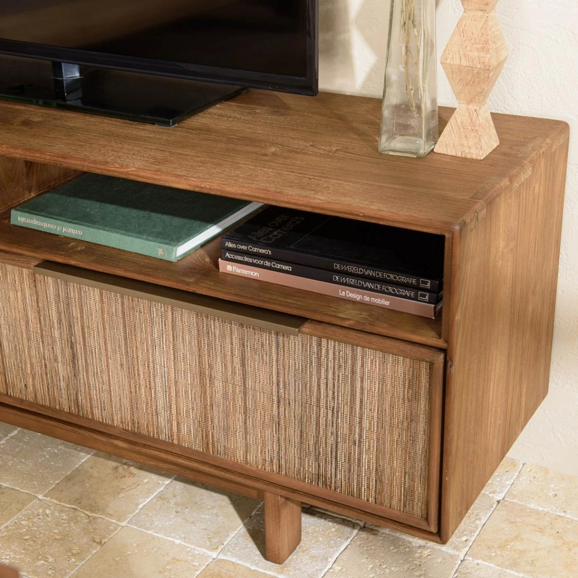 MACABANE Meuble TV 2 Tiroirs 2 Niches En Bois De Teck Recyclé 8 MACABANE Meuble TV 2 Tiroirs 2 Niches En Bois De Teck Recyclé – Image 6