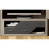 Pegane Meuble TV 2 Tiroirs Coloris Chêne Cambrian, Graphite - Longueur 130 ...